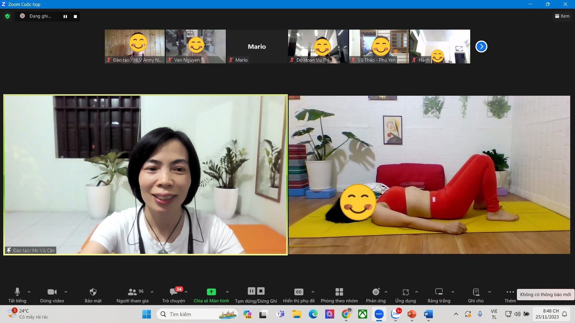 Cô Vũ Cần đứng lớp workshop online qua Zoom với 96 học viên